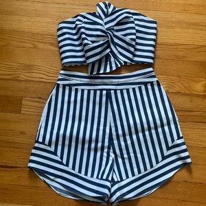 Wayf navy/white striped set - NWOT